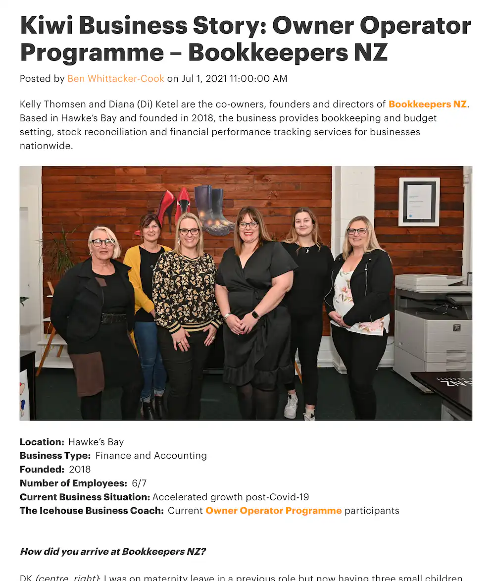 Ice House Kiwi Business Story Owner Operator Programme – Bookkeepers NZ | Bookkeepers NZ